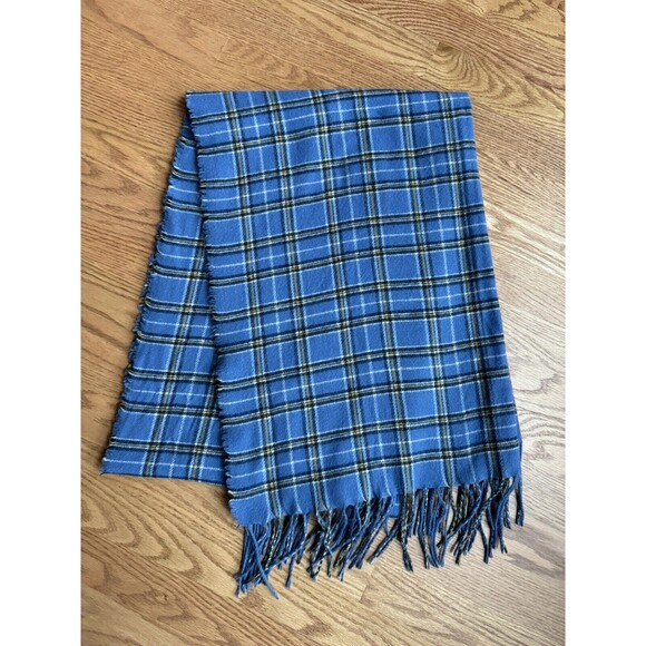 Eddie Bauer Scarf Shawl Cornflower Blue Plaid‎ 78 X 27 - Picture 1 of 5